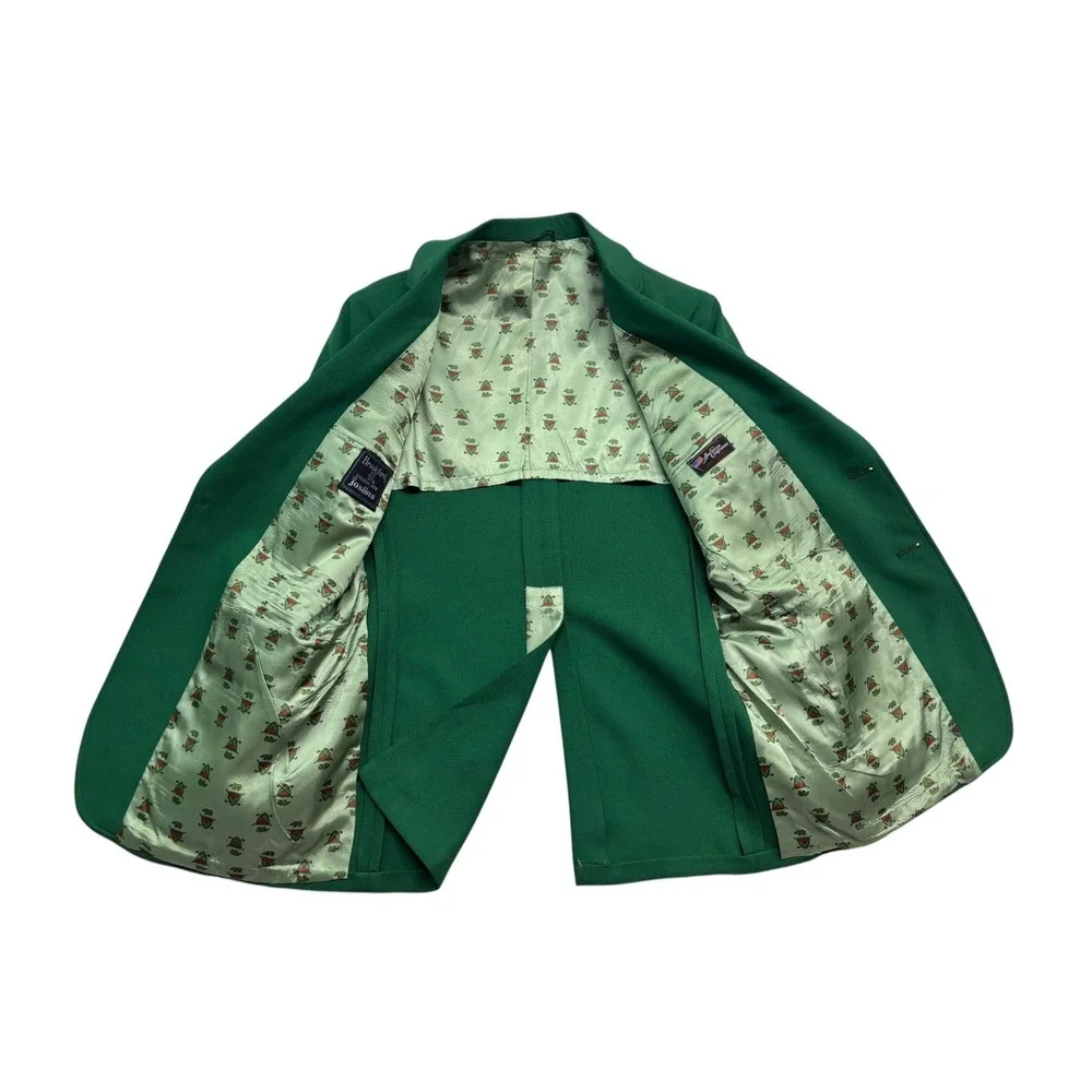 vtg Green Golf Holiday Blazer 38R 40R Gold Buttons Retro Jacket Sport Coat USA